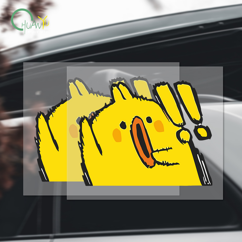 Motorcycle Gear Tidy - Reflective car sticker; surprised chick car