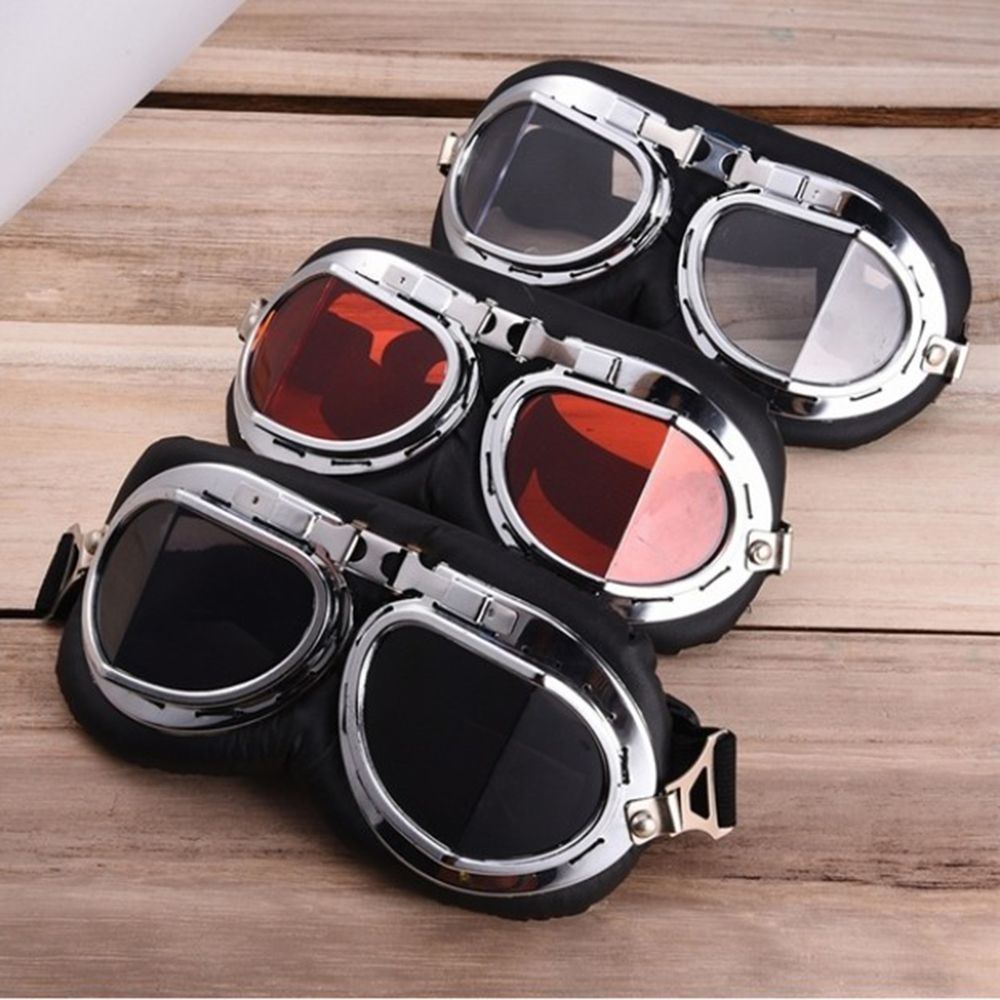 Motorcycle Gear Used - Retro Vintage Pilot Goggles Motor Protective