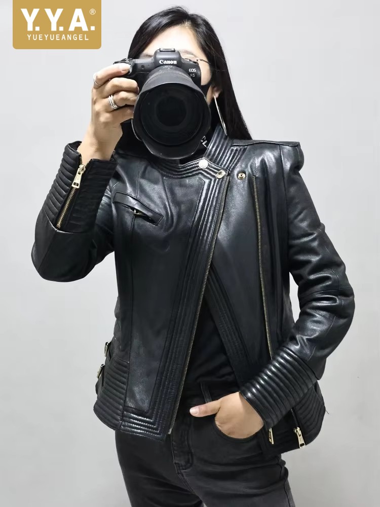 Women Slim Fit Sheepskin Genui - Riding Jacket Leather recension och pris