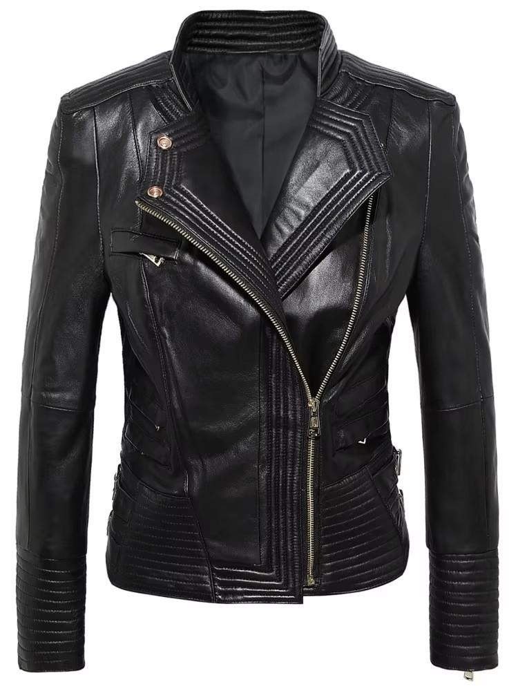 Women Slim Fit Sheepskin Genui - Riding Jacket Leather recension och pris