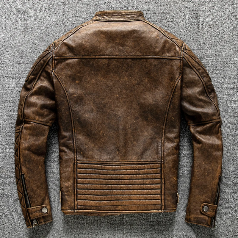 Vintage Men Leather Jacket Yel - Riding Jacket Leather recension och pris