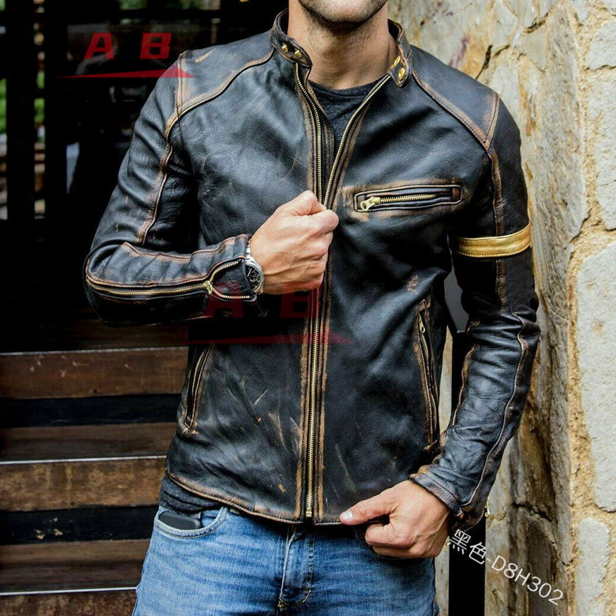 Motorcycle Retro Leather Jacke - Motorcycle Gear Used recension och pris